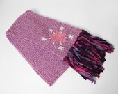 Fancy Purple Sparkle Knitted Scarf Special Edition 6 inches by 5 feet Hand Made Purple Neck Warmer