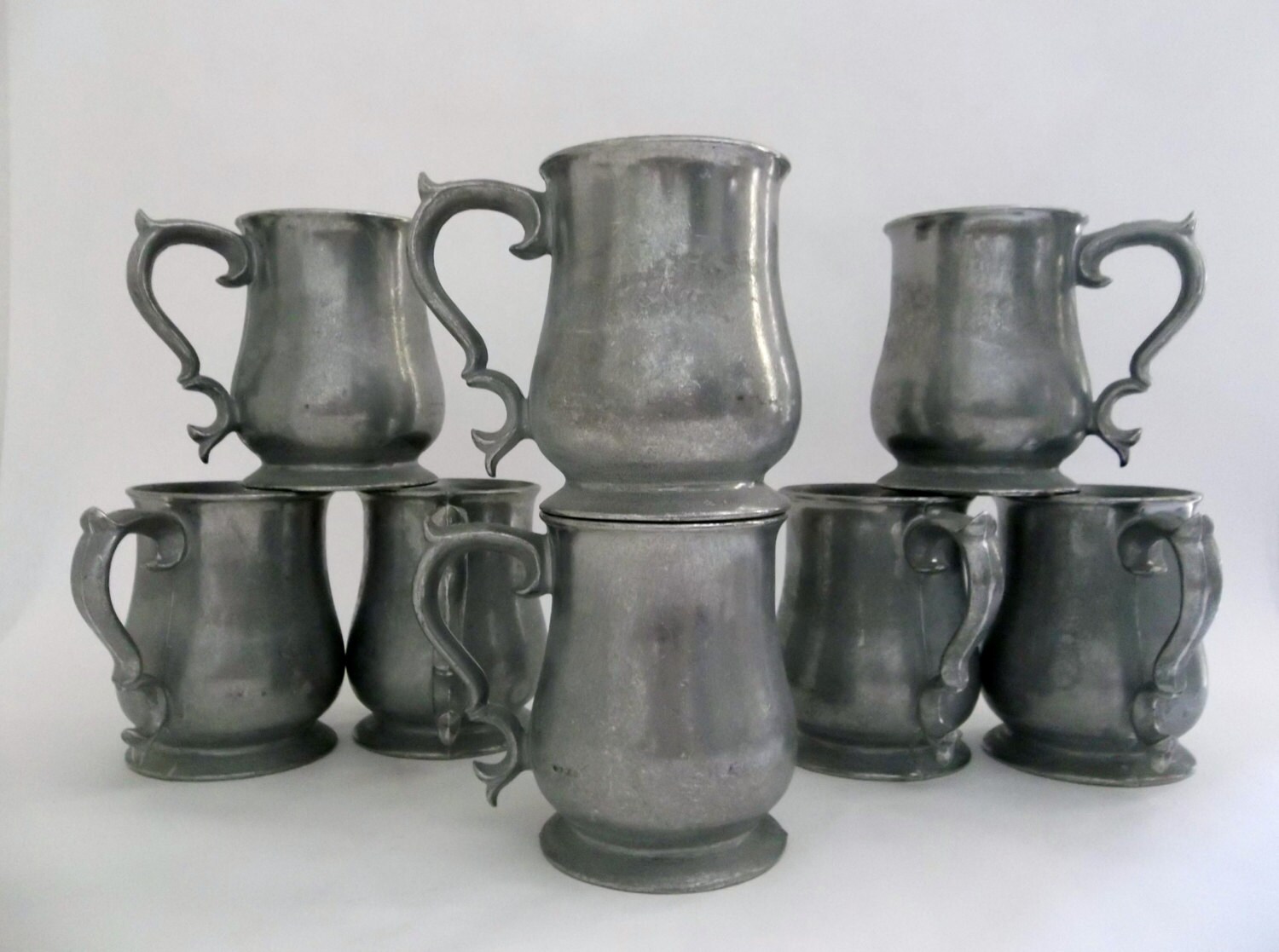 Pewter Beer Mugs Set of 8 Pewter Tankards Medieval