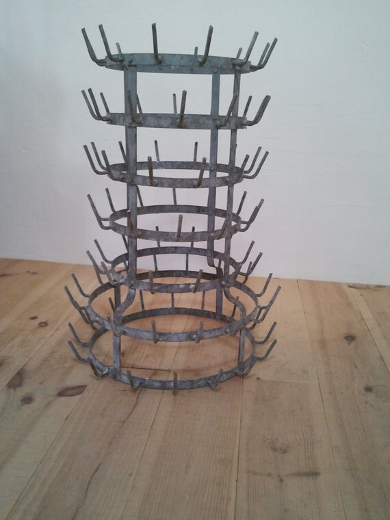 French vintage iron bottle drying rack
