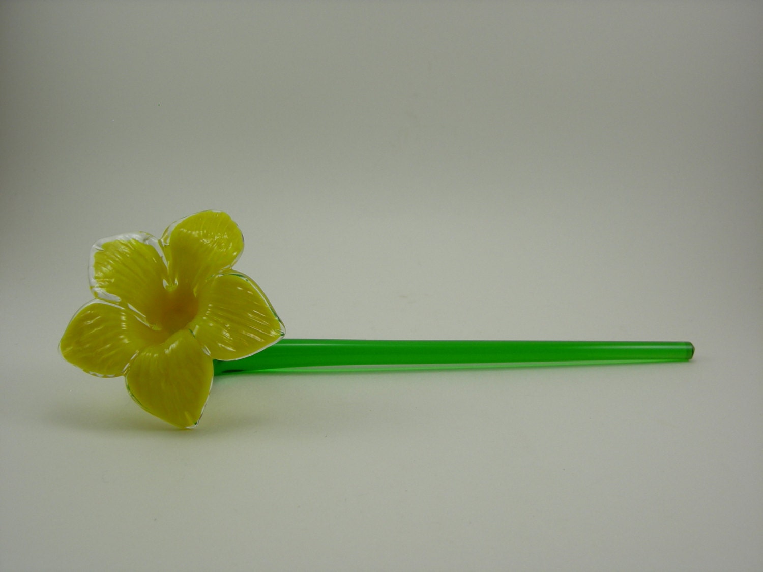 Art Glass Daffodil Flowers Long Stems Hand Blown Set of