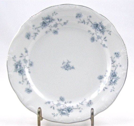 Vintage Plate Fine Bavarian China Blue Garland Pattern Bread