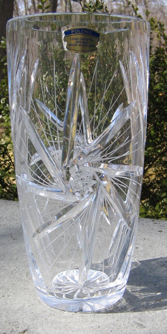 Polonia Crystal Poland Made 9 Inch Vase