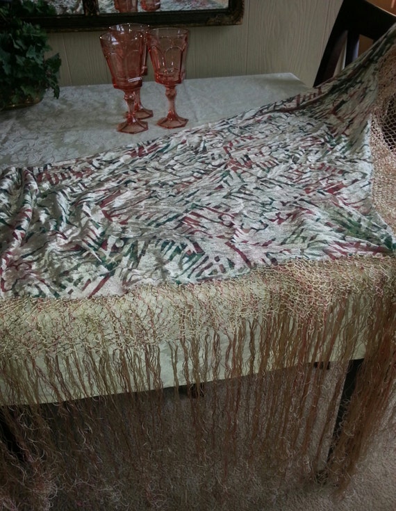 Silk Fringed Piano Shawl/Scarf/Table Cloth