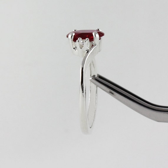 Sterling Silver Ruby Ring with Diamonds Lab July by TSNjewelry