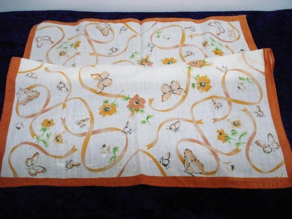 Pretty Vintage Handkerchief Hanky Butterflies and by VerasLinens