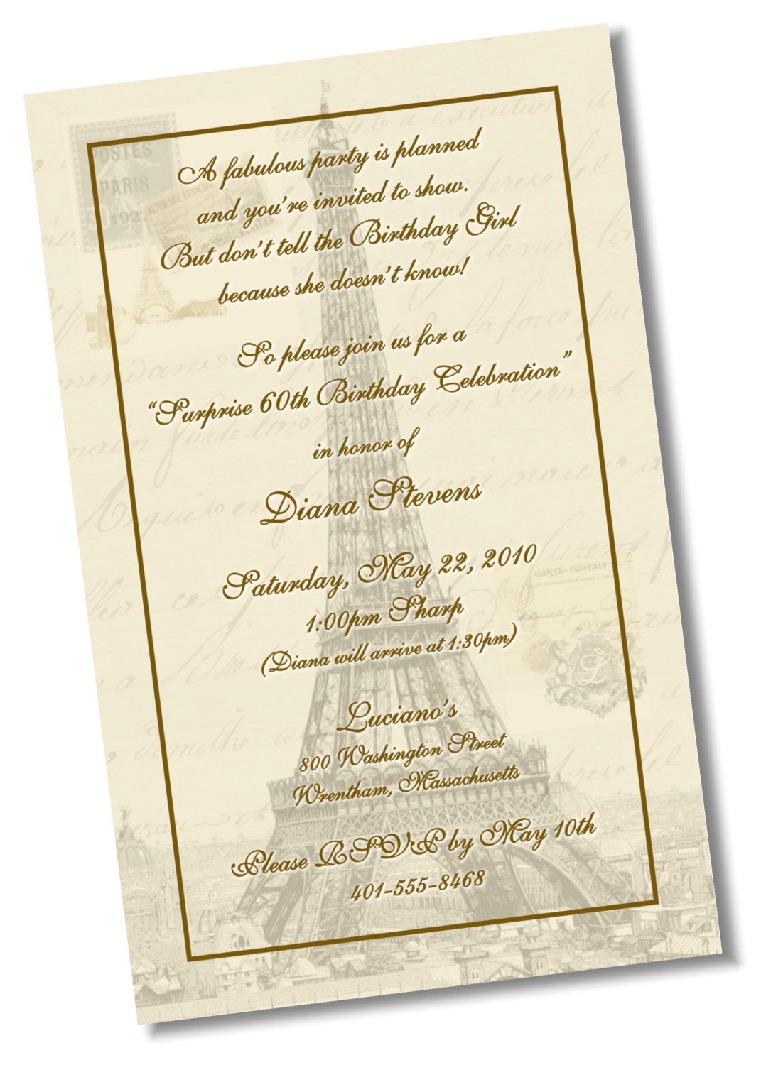 60th birthday paris theme invitation DIY printable