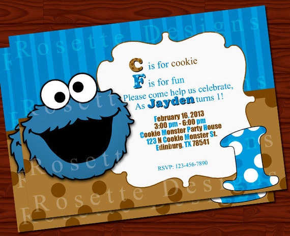 Cookie Monster Invitations Personalized 4