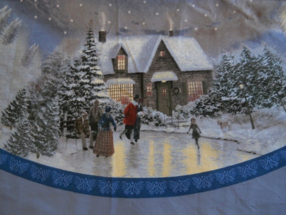 thomas kinkade christmas tree skirt fabric panel thomas kinkade christmas tree skirt fabric panel