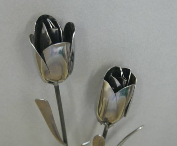 items similar to tulip silverware garden flower art from stainless items similar to tulip silverware garden flower art from stainless