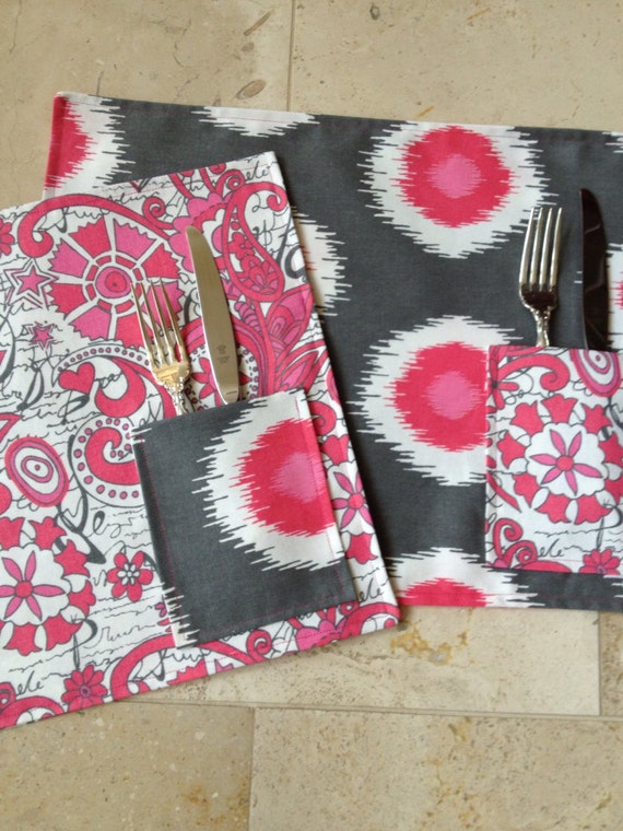 Items similar to Placemats with silverware pocket on Etsy