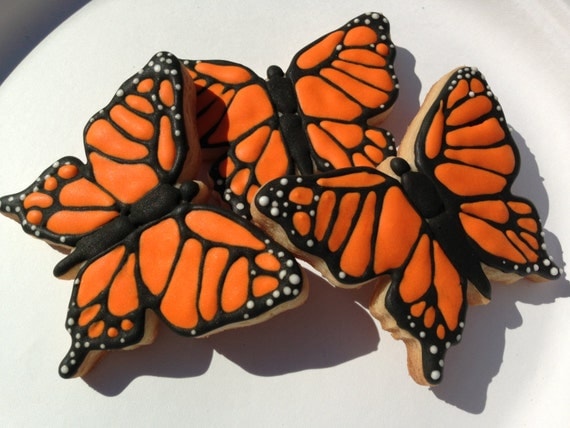 Monarch Butterfly Hand Decorated Sugar Cookie - 1/2 dozen