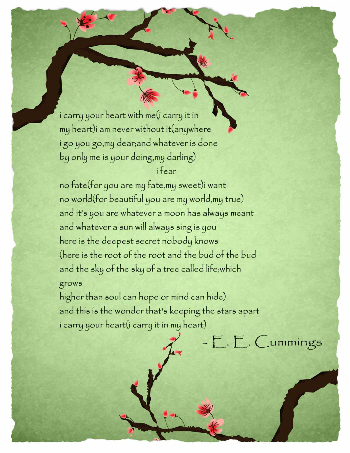 CUMMINGS 'I Carry Your Heart With Me' Poem by CRTRDesigns