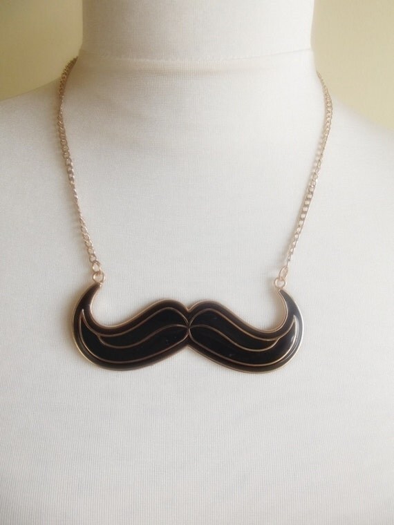 Items similar to SALE collar mustache necklace gift for her black ...