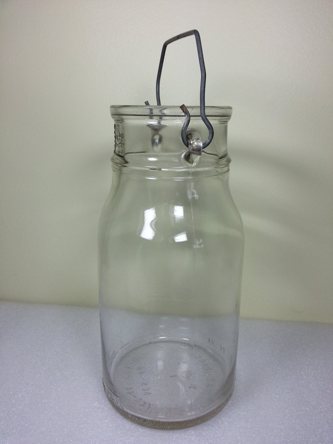 Vintage One Gallon Liquid Milk Jug With Metal Wire Handle 9504