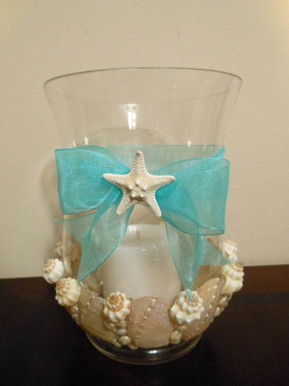 Beach Decor Seashell Candleholder Hurricane Vase