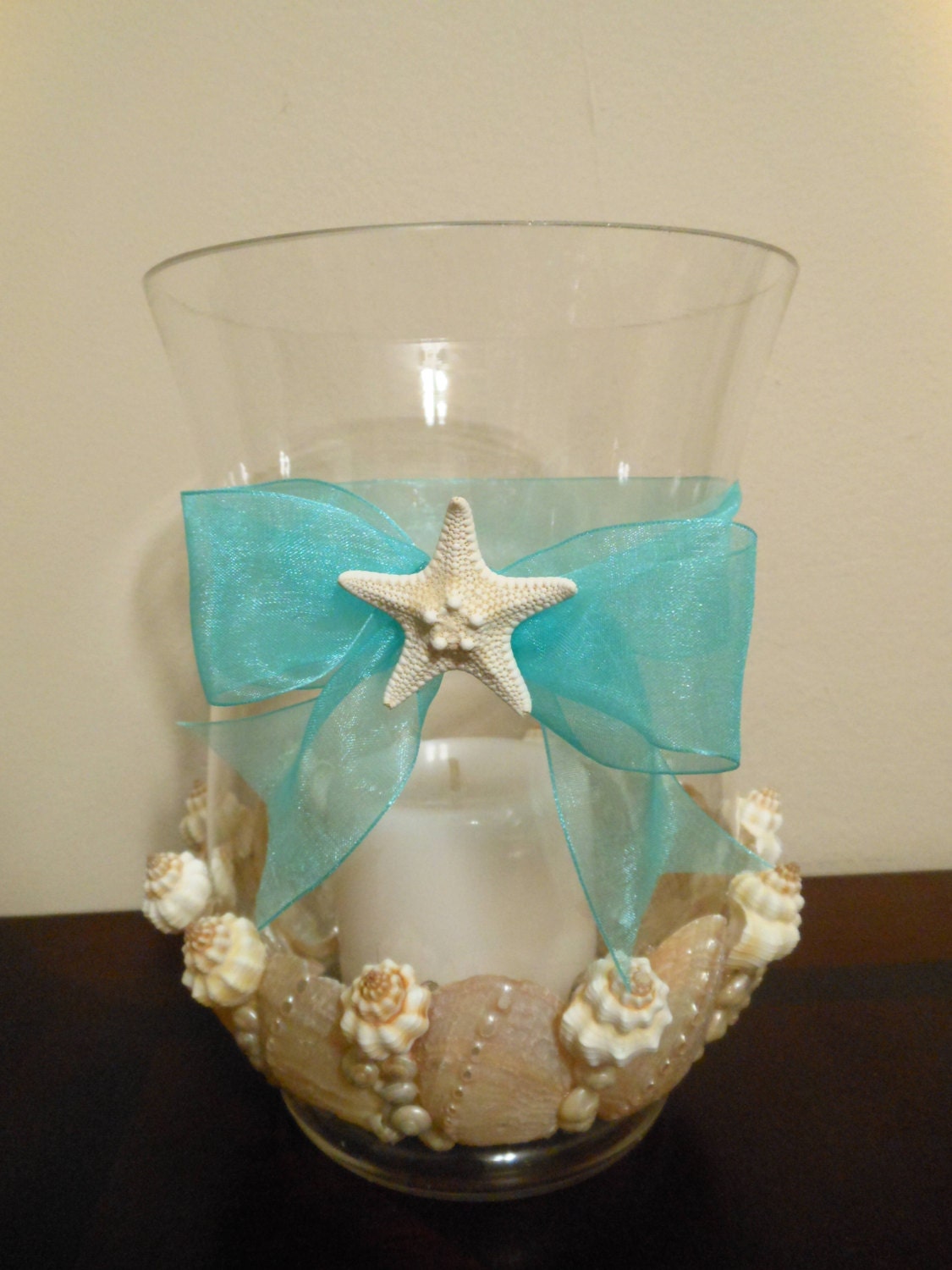 Beach Decor Seashell Candleholder Hurricane Vase