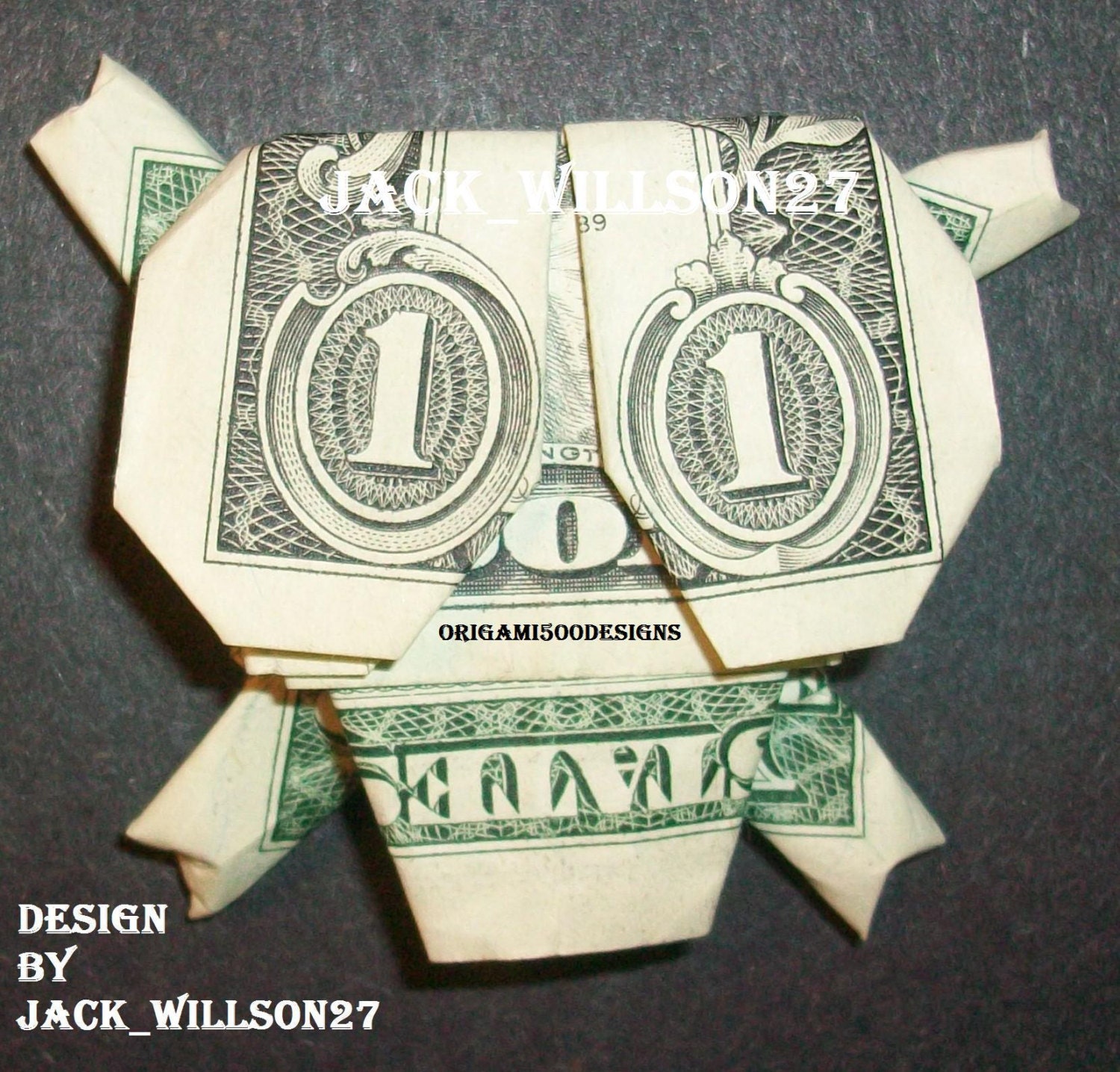 Items similar to Money Origami SKULL With 4 Bones Great Gift IdeaThe