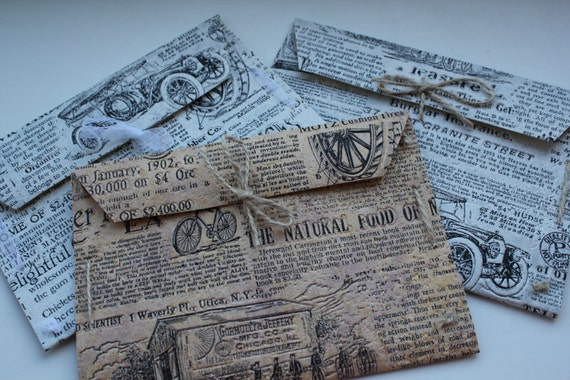 Paper Gift Bags Set of 5 Vintage Inspired paper Old