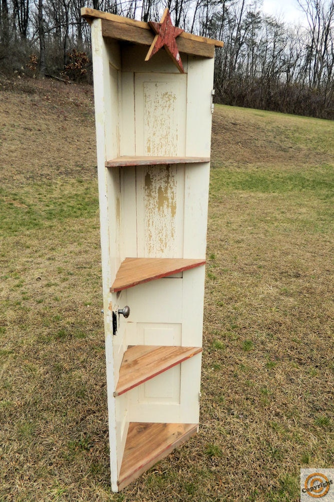 Primitive Old Door and Barnwood Corner Shelf