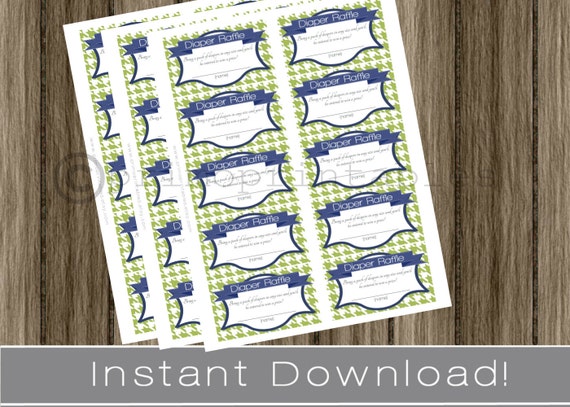 items similar to baby shower diaper raffle tickets navy blue with green