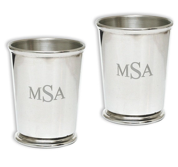 Mint Julep Cups 2 Free Engraving - Fine Pewter - Derby Day, Kentucky Derby Party, Men's Gift, Anniversary, Retirement, Wedding Gift, Barware