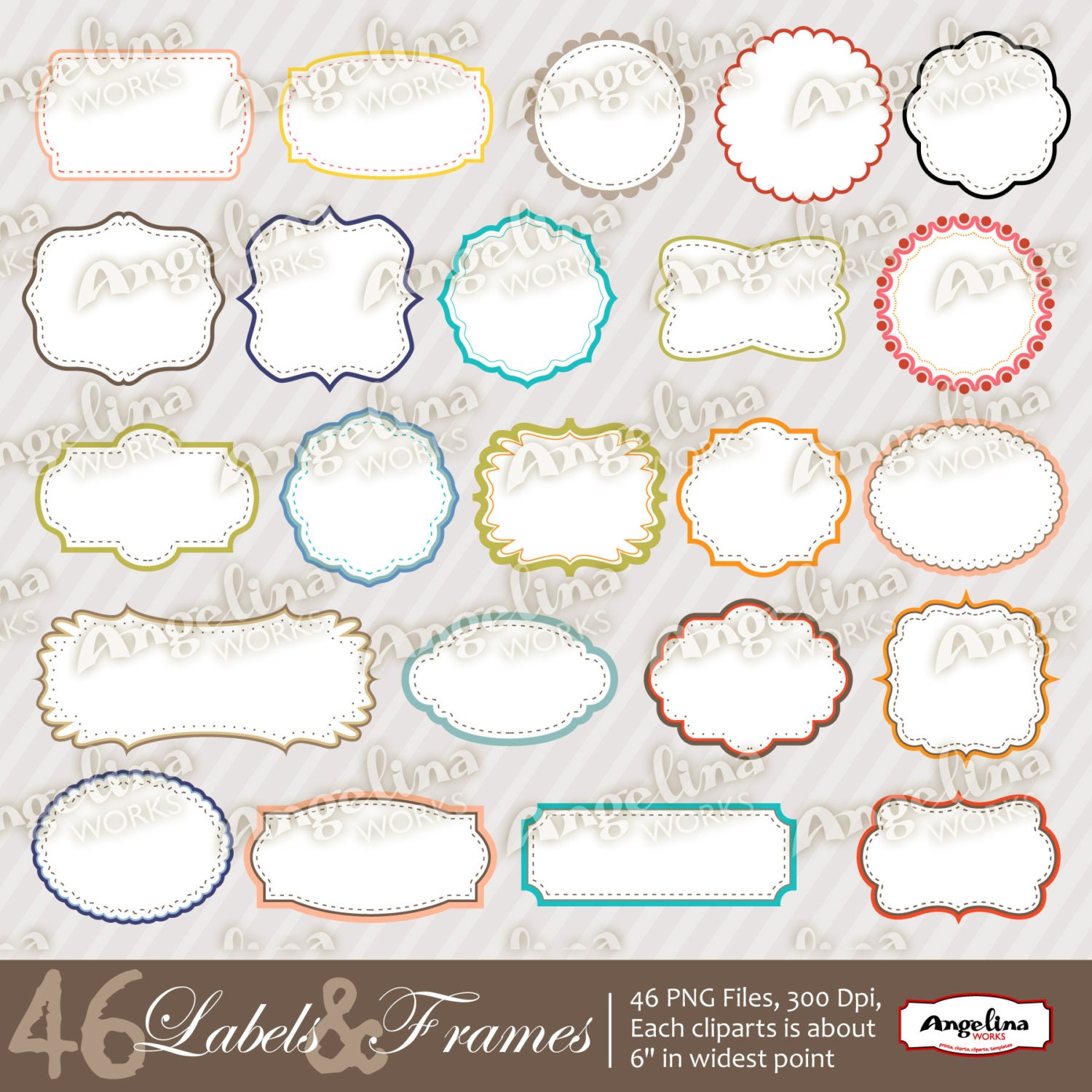 printable paper invitations for Labels Printable Digital 46 Scrapbook paper Frame AngelinaWorks by