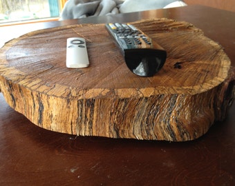 Large rustic wood slab turn table lazy susan