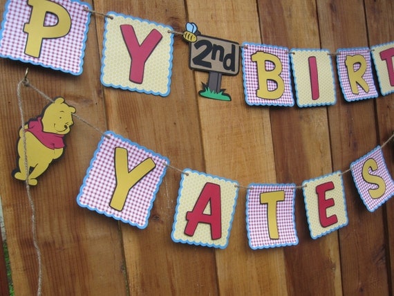 Winnie the Pooh Birthday Banner by TheCraftyGodMother on Etsy