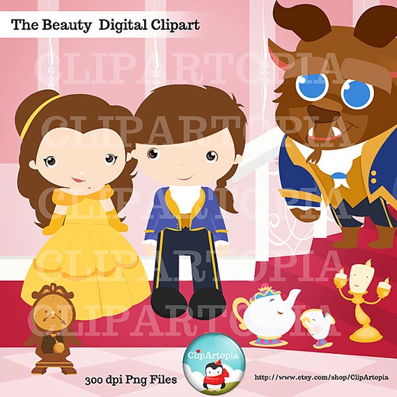 The Beauty Digital Clipart Cute Princess for Card Design, Scrapbooking, Personal and Commercial Use / INSTANT DOWNLOAD Il_570xn