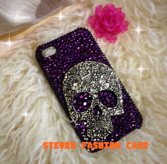 Purpler rhinestone skull cases iphone 5s case iphone by mystuded