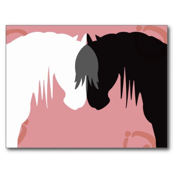 The Yin & Yang Horses Postcards by DragonroseWorks on Etsy