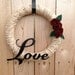 Love Paris Inspired wreath door wreath 14 inch ribbon wrapped wreath felt flowers metal love sign