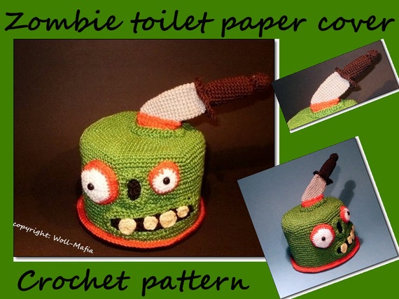 crochet pattern, zombie toilet paper cover, PDF