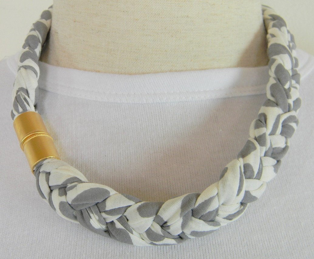 Braided necklace Fabric necklace Eco friendly Jewelry