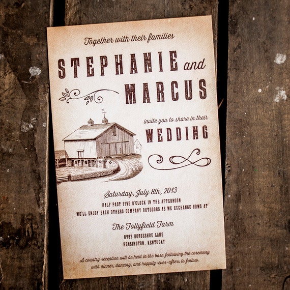 Vintage Farm Wedding Invitations 10