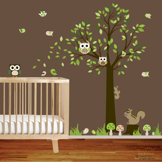 Items similar to Nursery Vinyl Wall Decal Sticker Forest woodland