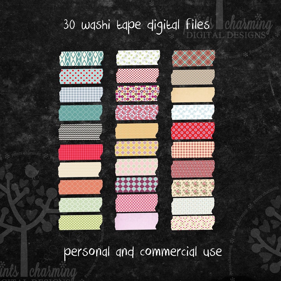 30 digital washi tape files by PrintsCharmingND on Etsy