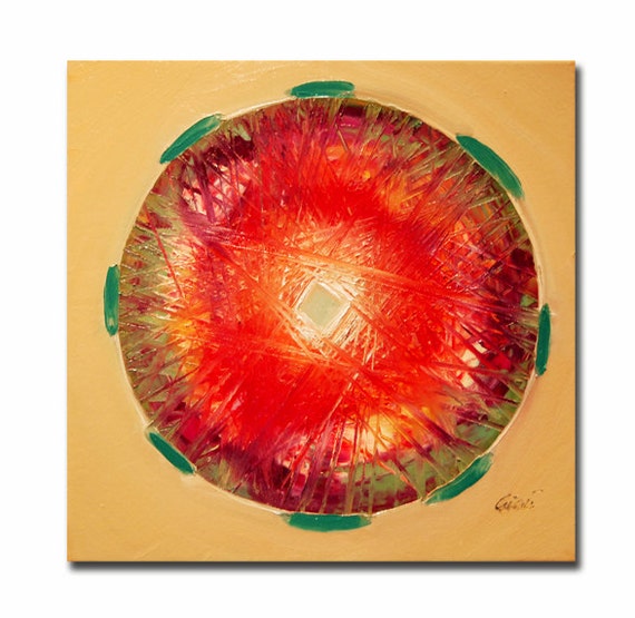 ORIGINAL mandala painting, spiritual art, meditation art, mandala art, red orange