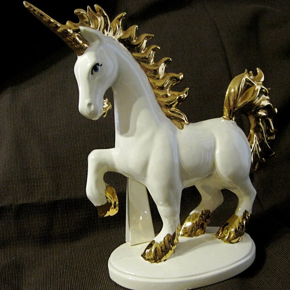 Sale Unicorn With Golden Horn Tale Mane Hooves Vintage White