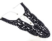 Black Handmade Cotton Lace Collar, necklace - Gothic Woman Accessories - Black- Big Necklace- Woman Blouse Applique - OOAK