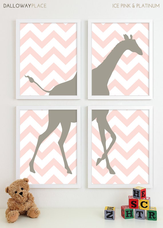 Modern Nursery Art Chevron Giraffe Nursery Print Safari