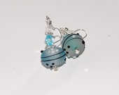 Frosted Clear, Black, Sea Blue And White Earrings, Turquoise Earrings, Beadwork Earrings, Lampwork  Earrings, Glass Bead Earrings