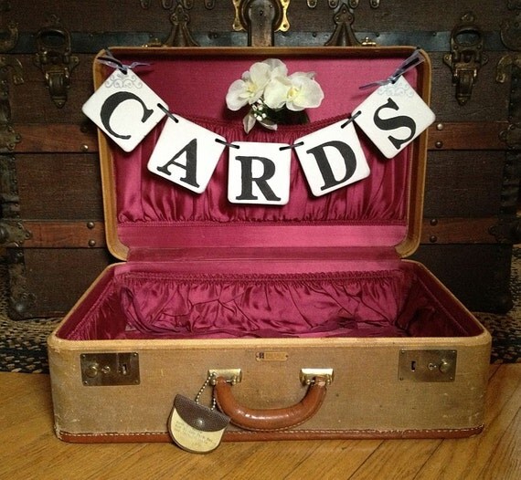 Cards etsy  Rustic Decoration Garland Suitcase rustic  sign sign Banner Wedding Suitcase wedding