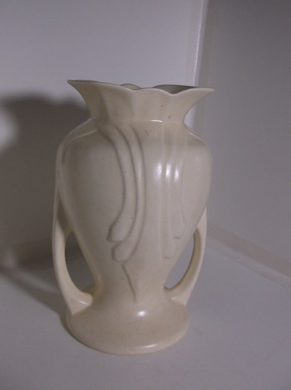 White Art Deco Vase Marked USA