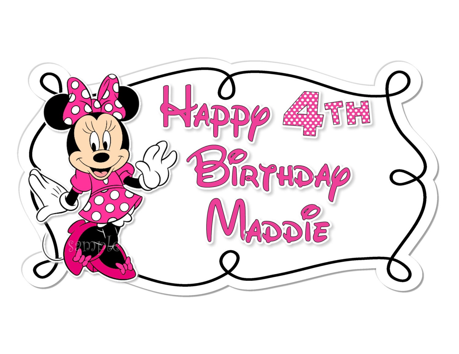 Pink MINNIE MOUSE Birthday Door Sign By MyCelebrationShoppe