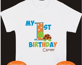 Turtle 1st Birthday Shirt - Personalized - Boys Birthday Shirt ...