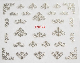 TY017-Silver Nail Art Sticker Nail Art Sticker Sheet DIY Nail Art
