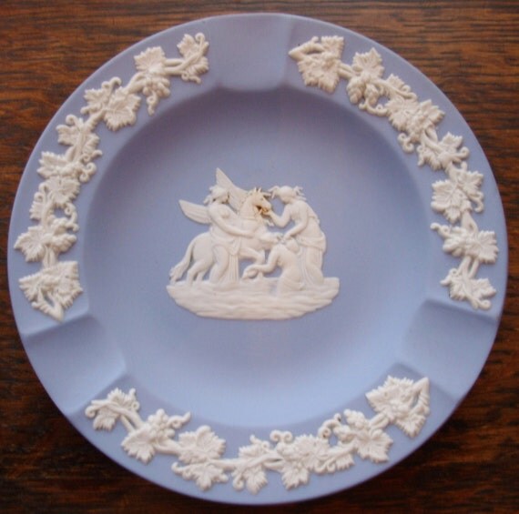 Wedgwood Pale Blue Jasperware Round Ashtray by Snowyowltreasures