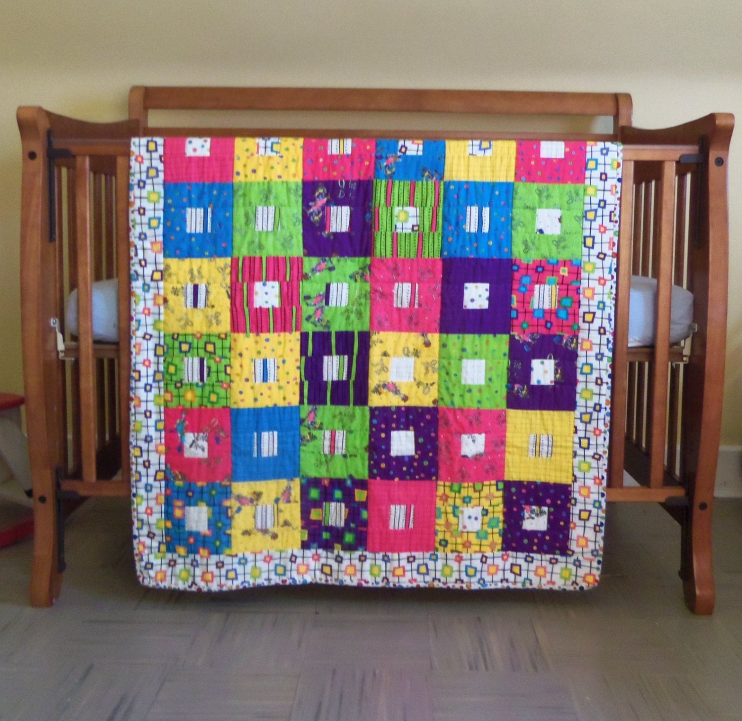SALE 20 OFF Crib Quilt Blanket Baby Girl Hand by FarmGirlDesign