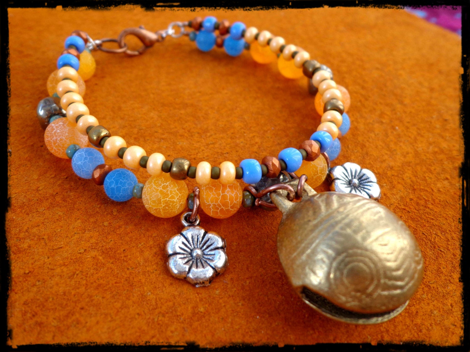 Nepal BRASS BELL BRACELET Gypsy bracelet bell charm by anainc